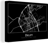 Tableau sur toile Carte - Delft - Plan d'étage - Plan de la ville - 160x120 cm - Décoration murale XXL