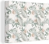 Canvas Schilderij Monstera - Palmblad - Jungle - Tropisch - 80x60 cm - Wanddecoratie