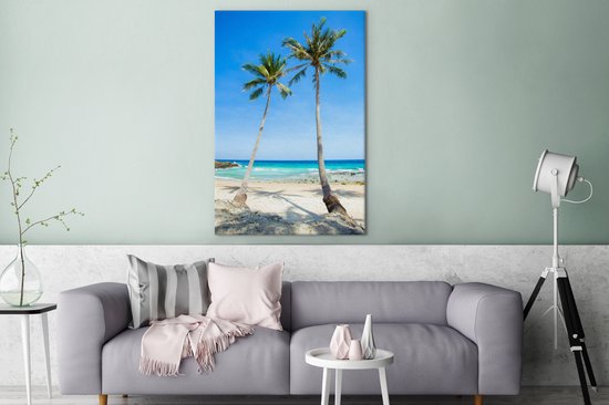 Tableau Plage - Été - Tropical - Palmier - 80x120 cm - Décoration murale