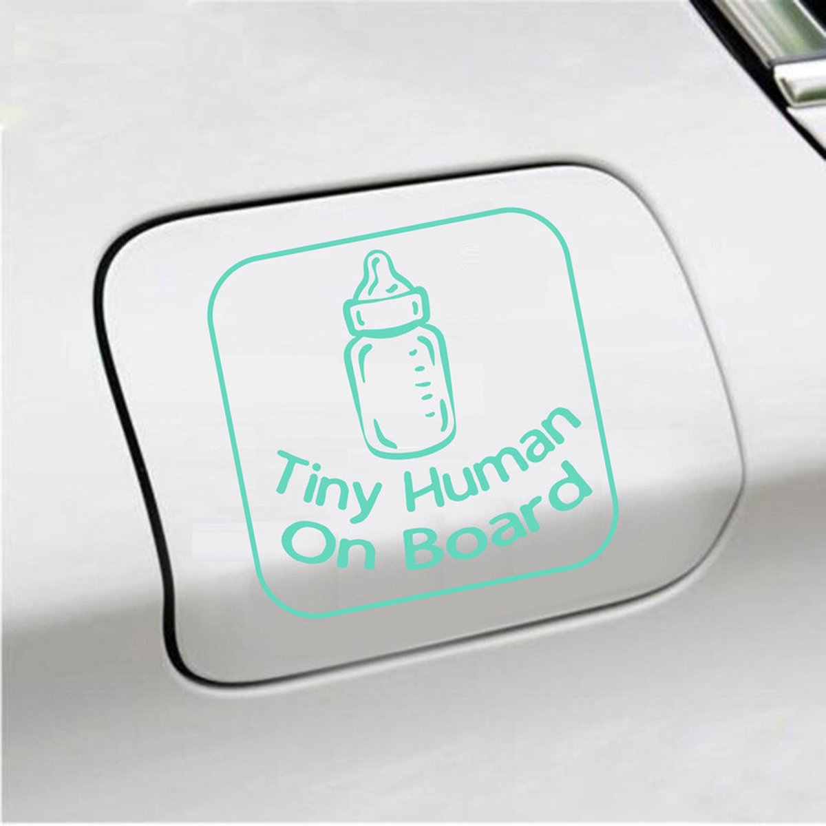 Bumpersticker - Tiny Human On Board - 14 X 14 - Mint