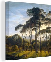 Canvas - Schilderij Italiaans landschap met parasoldennen - Kunst - Oude meesters - 90x90 cm - Kamer decoratie - Slaapkamer