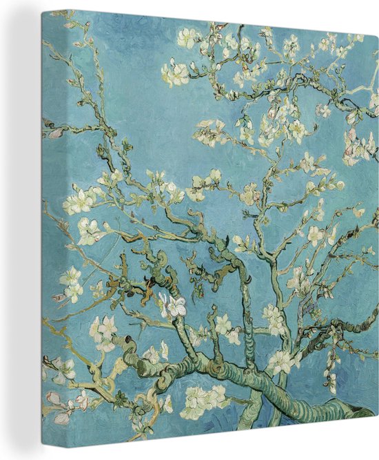 Canvas - Schilderij Van Gogh - Amandelbloesem - Bloesem - Oude meesters - Vincent van Gogh - 20x20 cm - Kamer decoratie - Slaapkamer