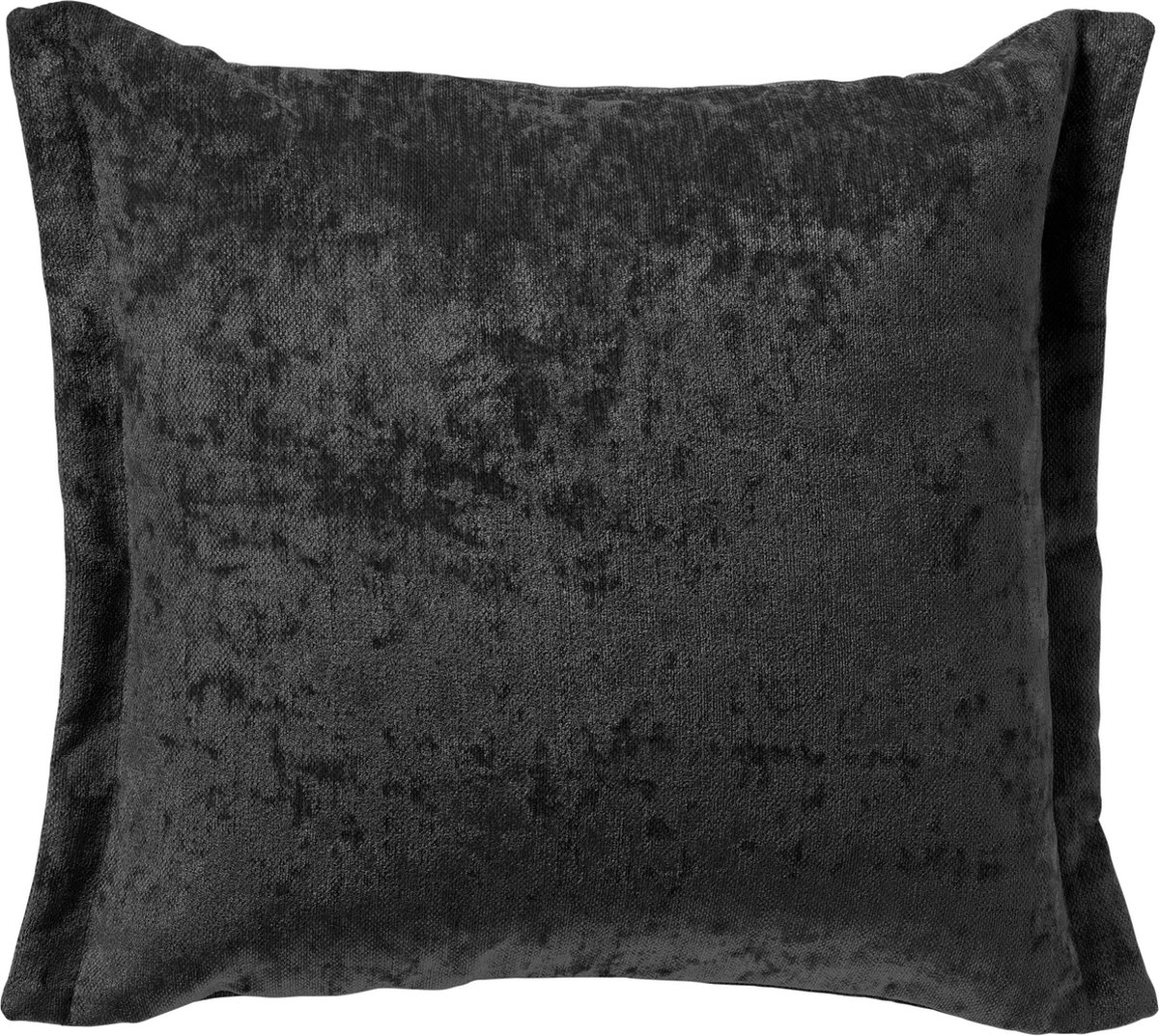 Dutch Decor LEWIS - Sierkussen 45x45 cm - fluweel - met sierrand - Raven - zwart - Inclusief binnenkussen - Luxe kussens voor woonkamer & bank