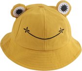 Vissershoedje kikker - Bucket Hat - Hoed - Festival - Volwassenen - Dames - Heren - Katoen - geel