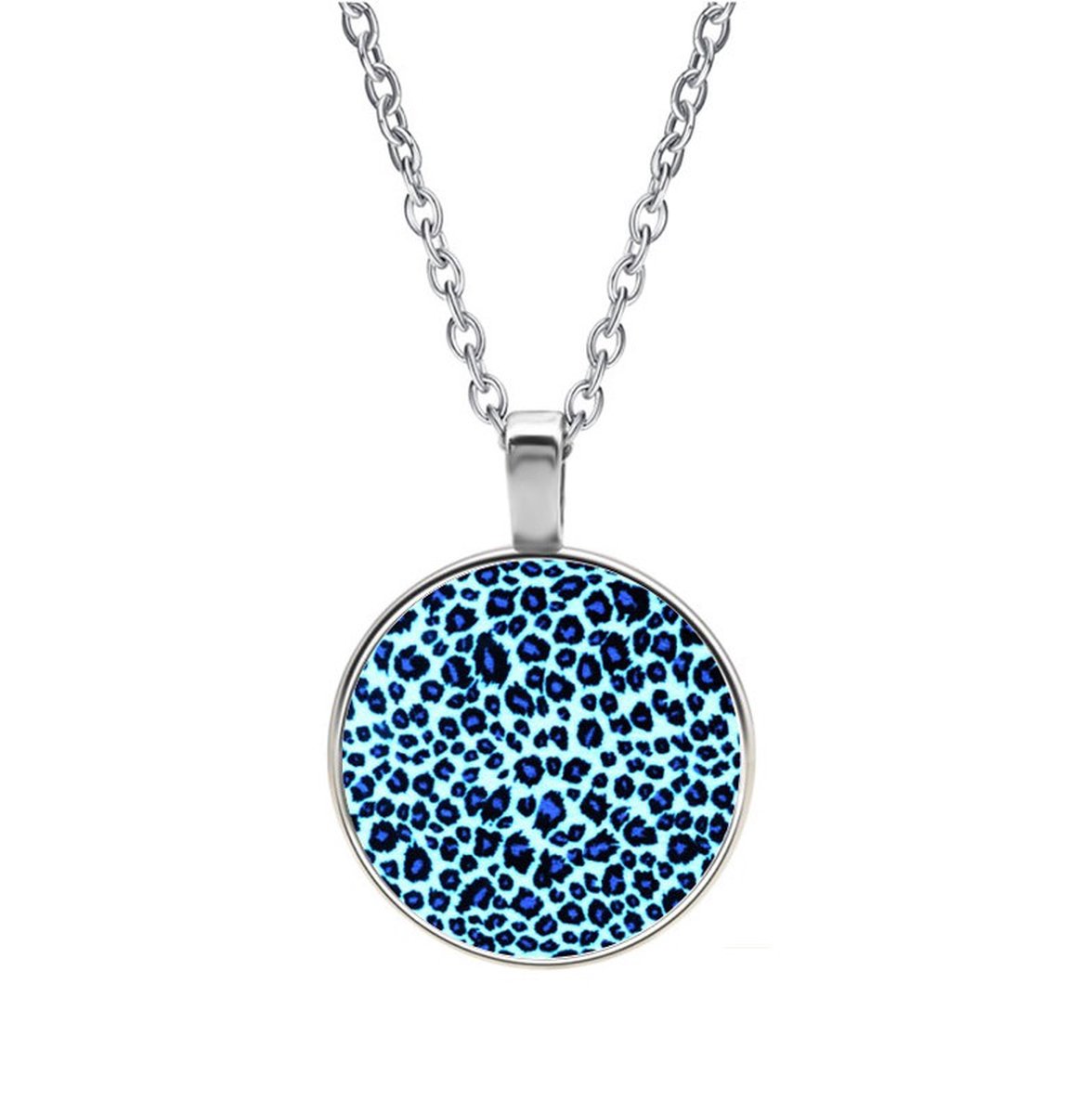 Ketting Glas - Panterprint Blauw