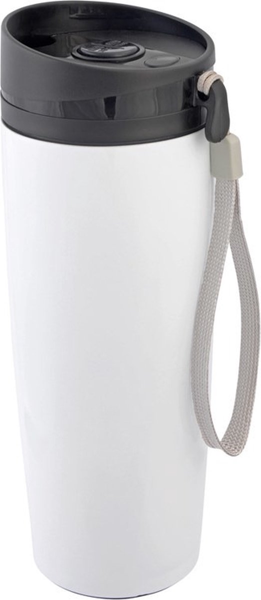 RVS Thermosbeker - Koffie/thee reisbeker - Isoleerbeker - wit - 380 ml - warme dranken
