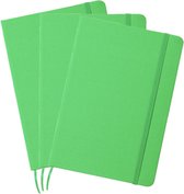 Set van 5x stuks luxe schriften/notitieboekje groen met elastiek A5 formaat - 80x blanco paginas - opschrijfboekjes - harde kaft