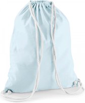 Sporten/zwemmen/festival gymtas lichtblauw met rijgkoord 46 x 37 cm van 100% katoen - Kinder sporttasjes