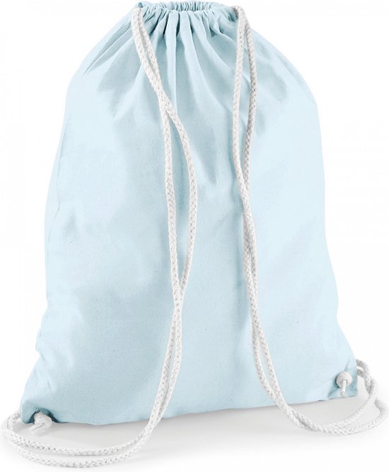 Sac de sport/natation/festival bleu clair avec cordon de serrage 46 x 37 cm en 100% coton - Sacs de sport Kinder