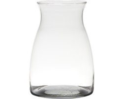 Hakbijl glass transparante home-basics bloemenvaas - H20 x D14 cm - Bloemen/takken/boeketten vaas - glas