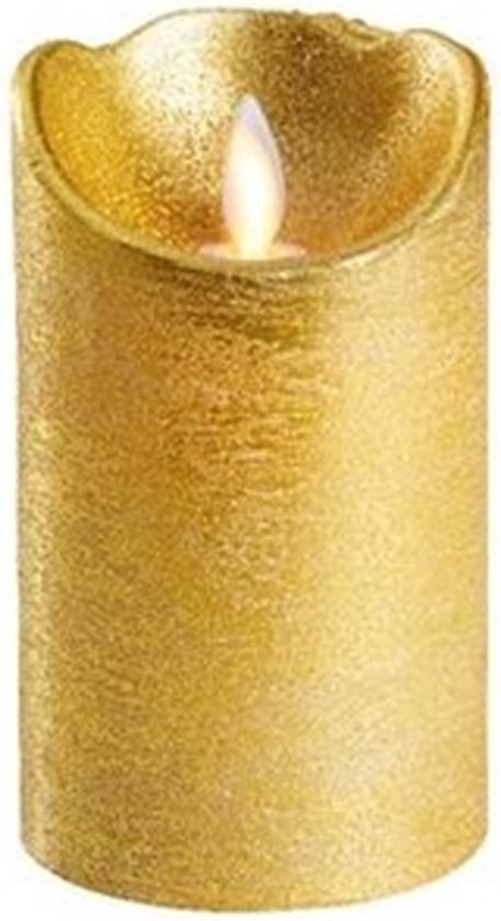 LED kaars/stompkaars goud 12,5 cm flakkerend