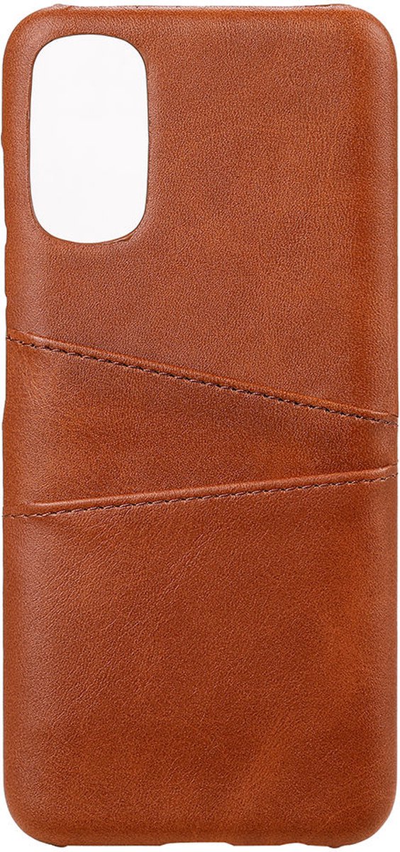 Shop4 - Motorola Moto G71 5G Hoesje - Harde Back Case Cabello met Pasjeshouder Bruin