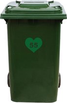 Kliko Sticker / Vuilnisbak Sticker - Hart - Nummer 55 - 18,5x16,5 - Groen