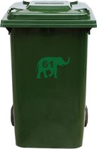 Kliko Sticker / Vuilnisbak Sticker - Olifant - Nummer 61 - 14x23 - Groen