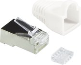 RJ45 krimp connectoren (STP) voor CAT6 netwerkkabel (flexibel) - 100 stuks (3-delig) / wit