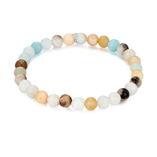 Twice As Nice Armband in edelstaal, bollen, amazonite 19 cm
