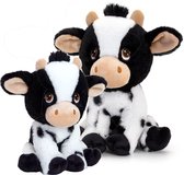 Pluche knuffel dieren koeien familie setje 18 en 25 cm - 2 formaten schattige boerderijdieren