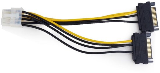 InLine 0,15 m 2x prise SATA - 8 broches PCI-Express interne 0,15 m SATA 2 x 15 broches PCI-E (8 broches) noir, jaune