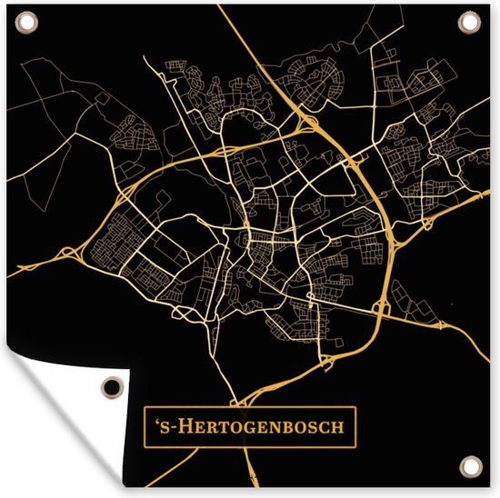 Kaart - 's-Hertogenbosch - Luxe - Goud - Zwart - Tuindoek