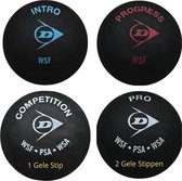 Dunlop Balles de Balles de squash Test Pack - Intro - Progress - Competition - Pro - 4 Balles