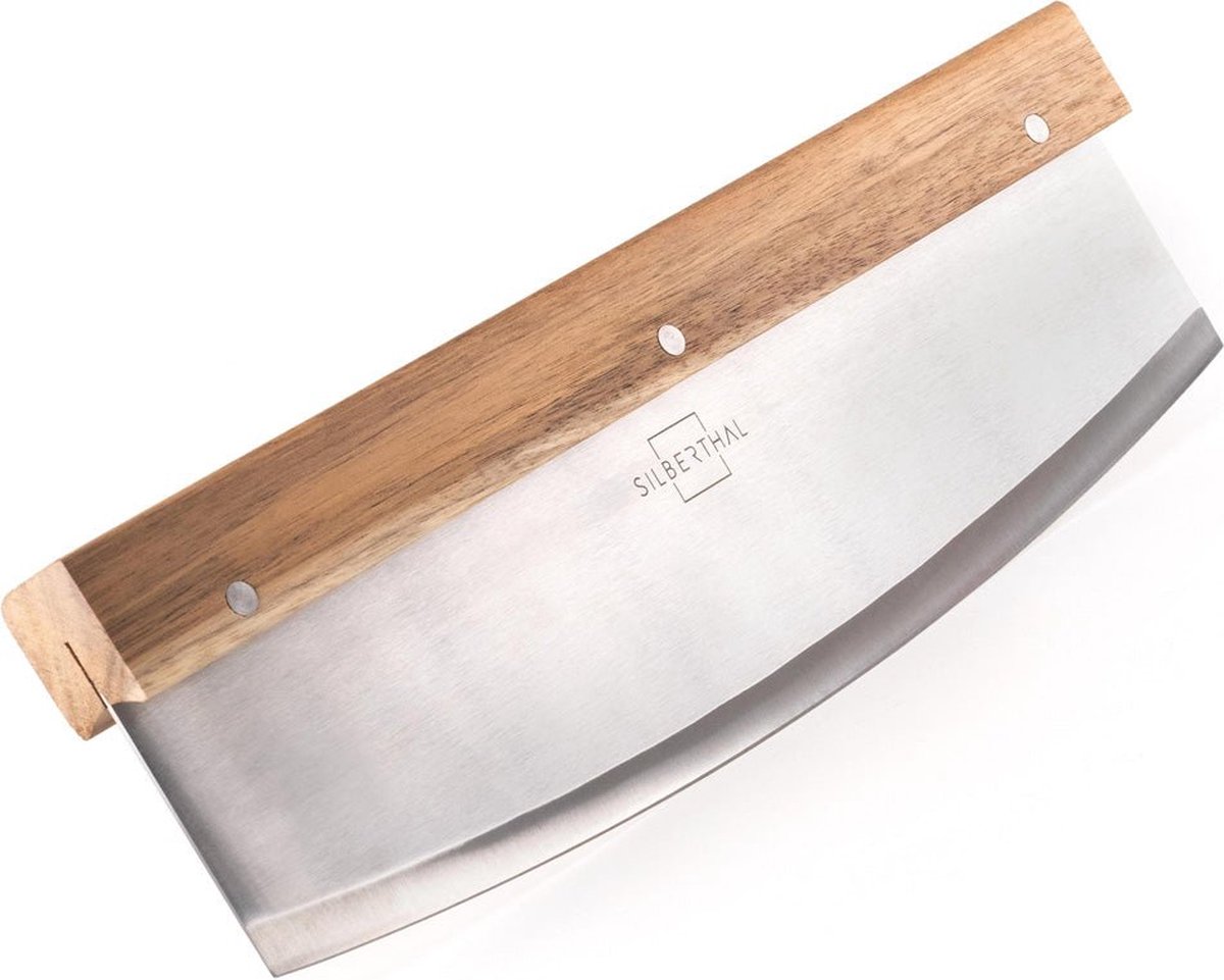 Silberthal RVS Pizzames - Houten handvat - Ideaal voor pizza - Pizzahakmes - 32cm