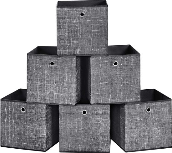 Hejo Set van 4 beige opvouwbare opbergdozen, stof