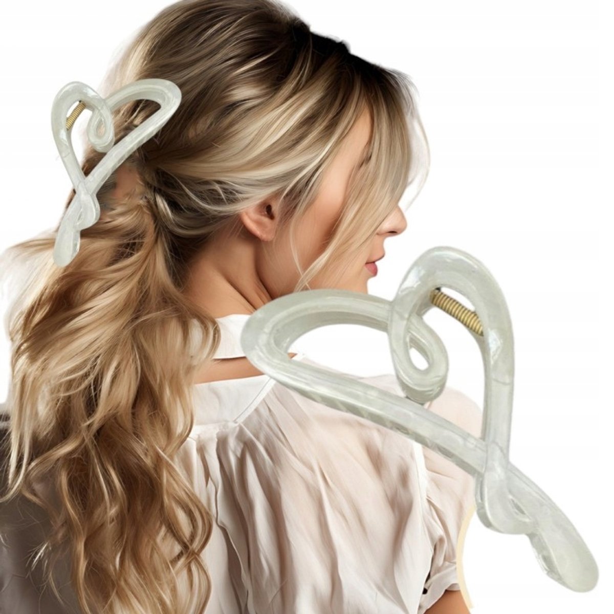 XL Parelwitte Haarclip - 12x5 cm
