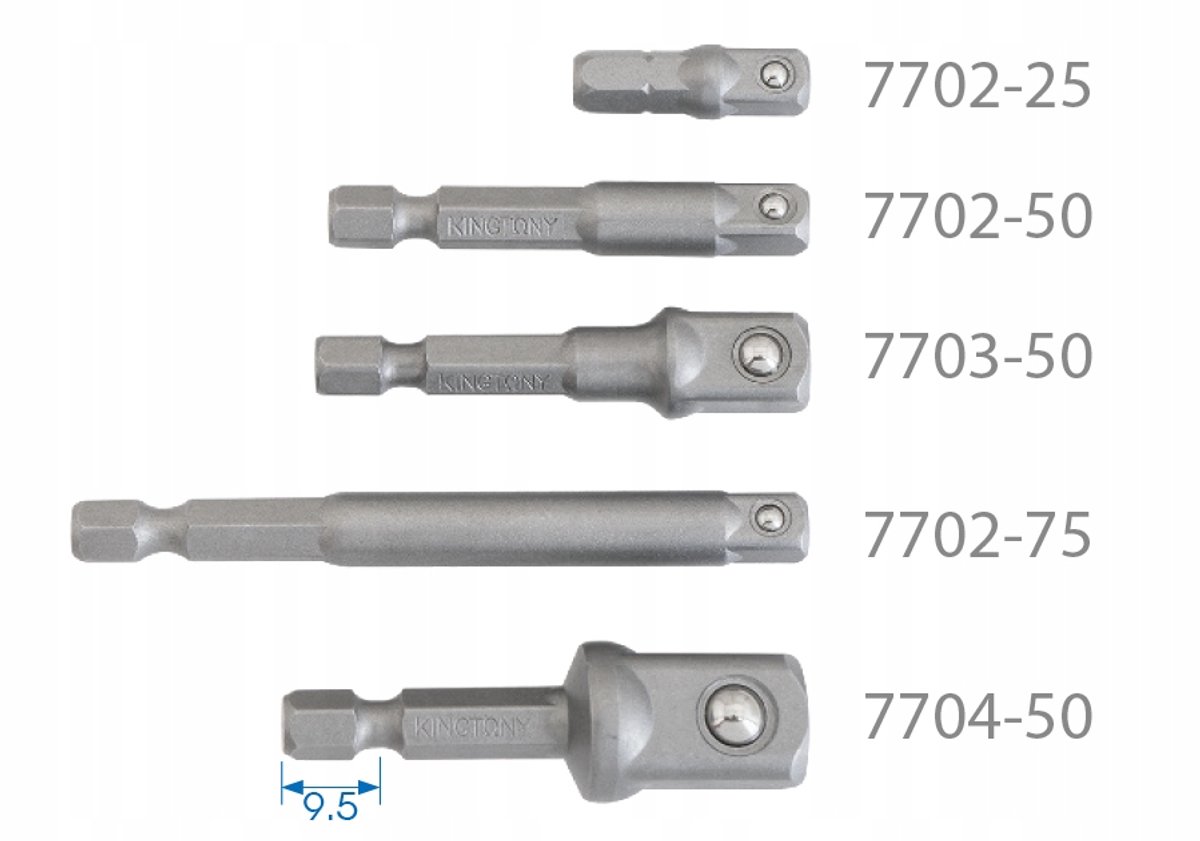 King Tony Adapter 1/4'' x 1/4'' 50mm voor Schroefmachines