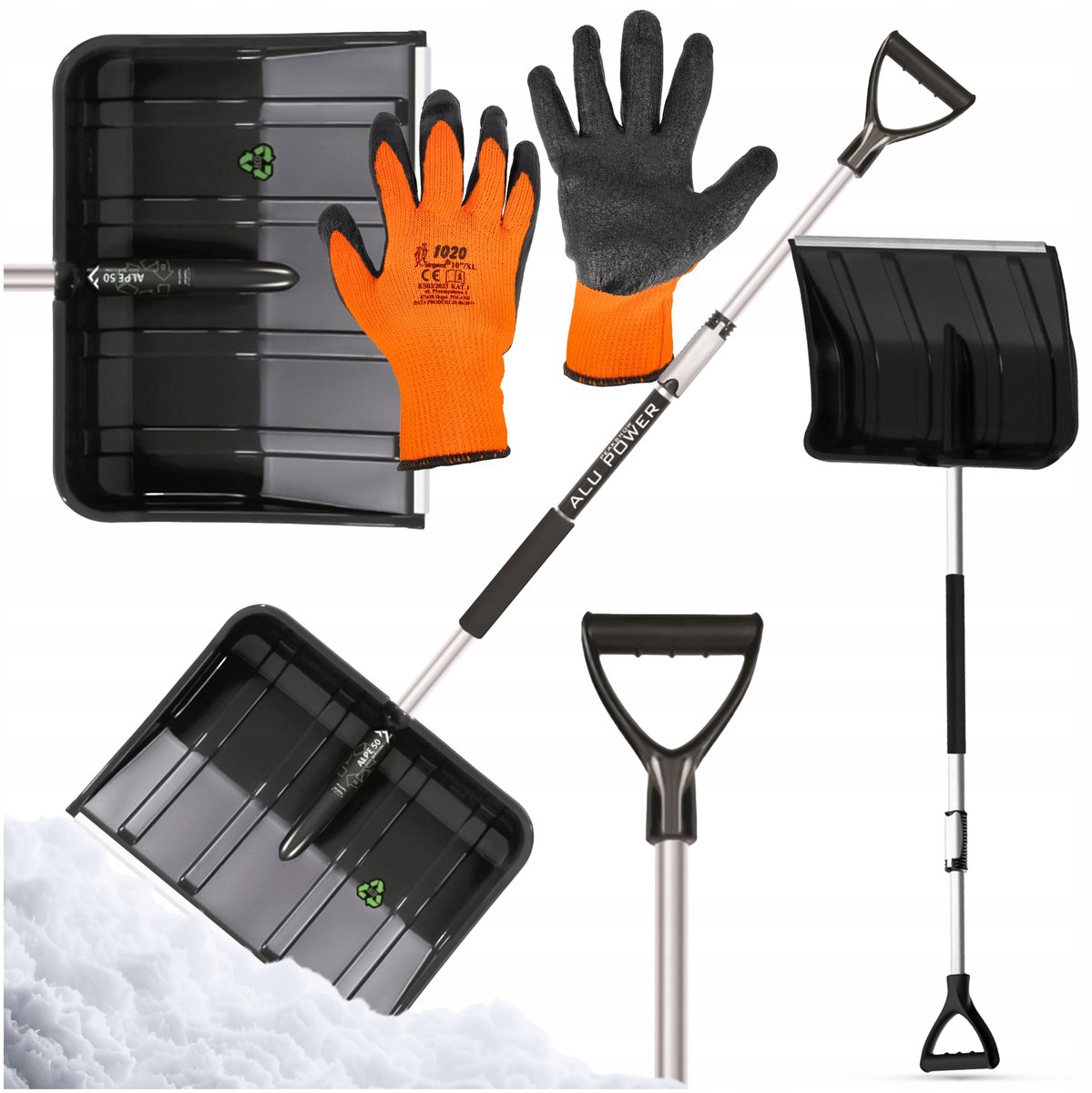 Telescopische Aluminium Sneeuwschop met Handschoenen - Verstelbaar