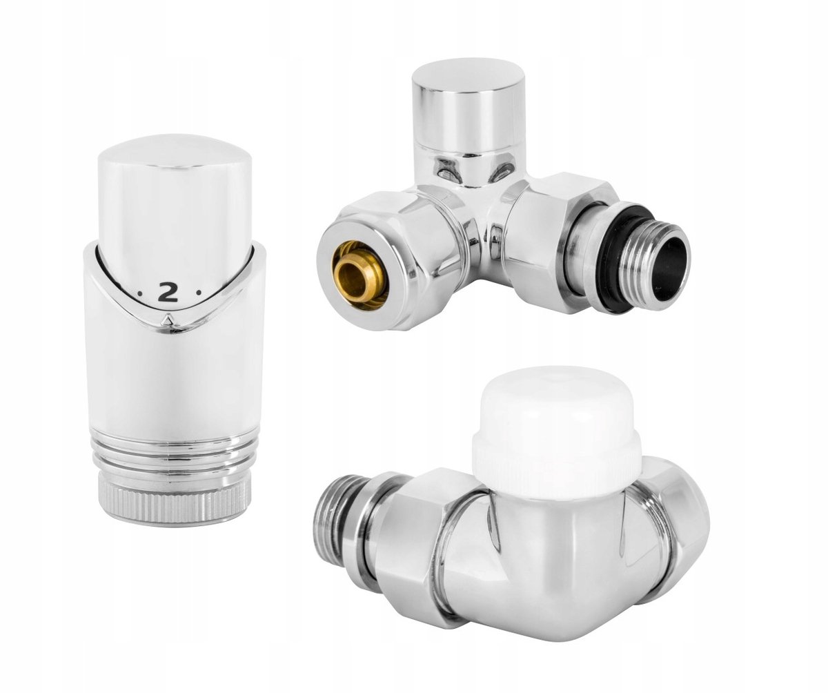 Thermostatische Radiatorkraan Set - Axiaal, Links/Rechts, Chroom