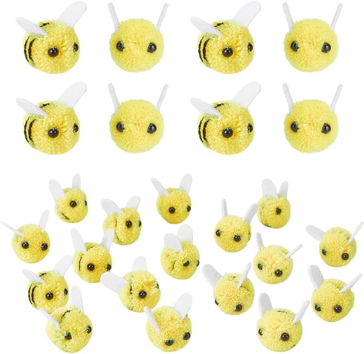 TTGoods - Vilten bijen om te knutselen - hommels geel - 100 stuks - mini-bijen voor sieraden en kleding - knutselmaterialen