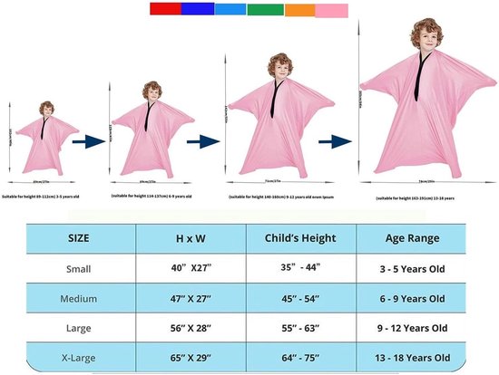 Sensorische lichaamssokken voor kinderen - Sensoriepe sok - Diepe druk stimulatie - Kalmerend voor ADHD & Autisme - Ademend stretchbaar fullbody pak - Maat XL: 165*74cm - Blauw van Merkloos — afbeelding 2