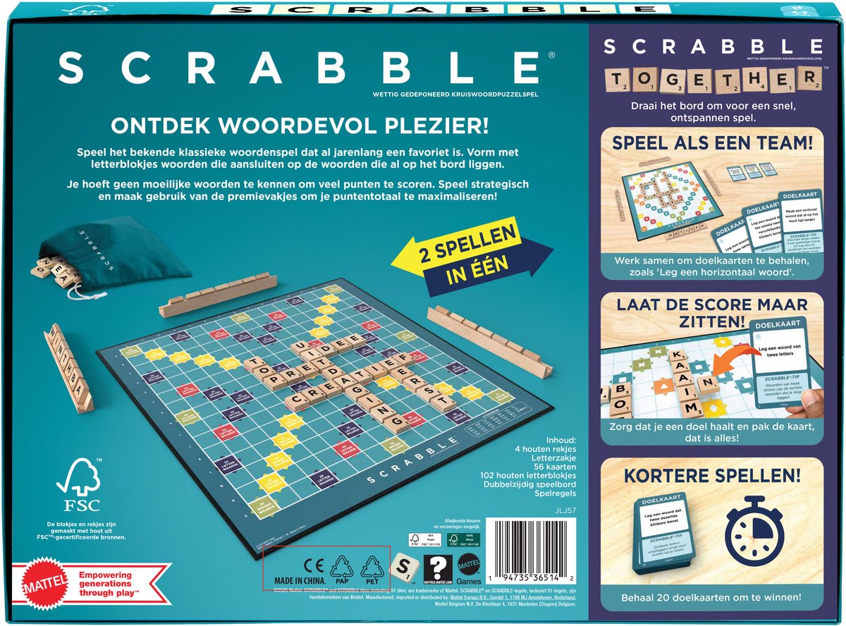 Mattel Games Scrabble - Met Houten Blokjes - Nederlandse Editie — afbeelding 2