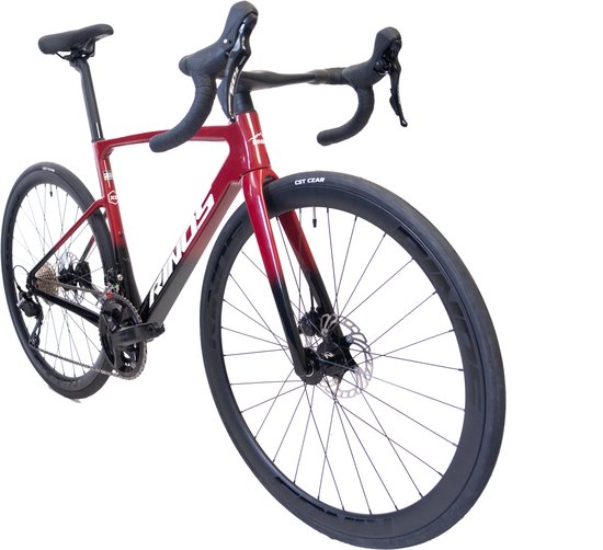 Rinos Odin 4.1.0 Carbon racefiets -Roadbike - lichtgewicht racefiets 700C - Shimano 105 - 24 versnellingen- aerodynamisch ontwerp - hydraulische remmen - Wielen van koolstofvezel-unisex - Zwart Rood XS-50 van Rinos — afbeelding 3