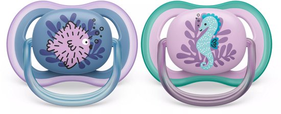 Philips Avent Ultra Air Fopspeen - 6 tot 18 Maanden - 2 Speentjes - Blauw/Roze Vis/Zeepaard - SCF085/61 — afbeelding 5