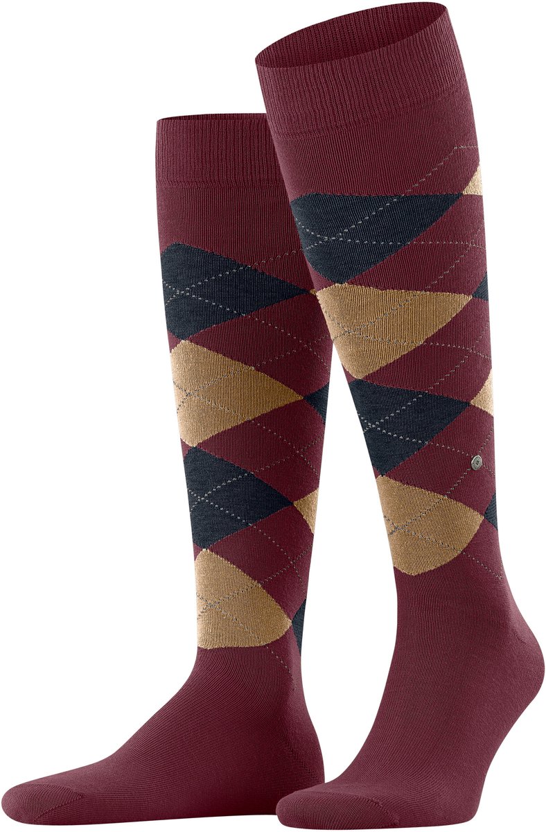 Burlington King lang gedessineerd katoen kniekousen heren rood - maat 40-46