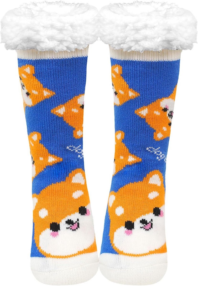 Dikke Antislip Huissokken voor Dames - Warme Pluche Sokken met Antislipzool voor Winter & Kerstcadeau