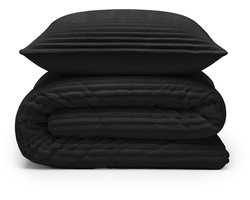Sleeptime 2 in 1 Teddy Rib Dekbed zonder Overtrek - Dekbed Inclusief Slopen - 140 x 200 cm - Zwart