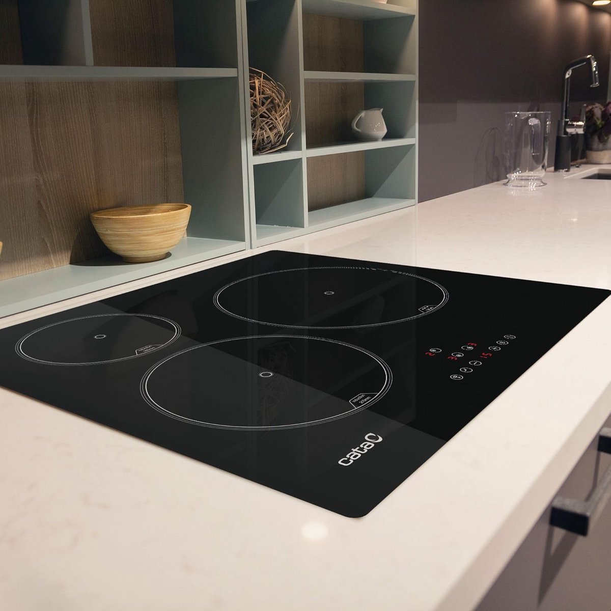 Inbouwkookplaat Inductie 60 cm Zwart met 3 Zones, Touch Bediening en Timer
