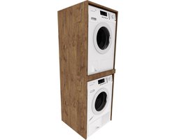 Waskast Hoog voor Wasmachine en Droger | Ruimtebesparende Kast voor Wasruimte of Badkamer | 66x180x65 cm