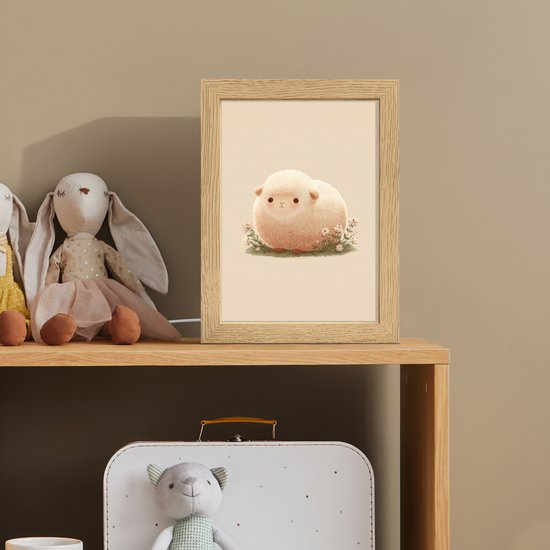 Nachtlampje 15x20 cm - Kinder lamp - Schaap - Beige - Bloemen - Tafellamp kinderkamer - Slaapkamer lamp - Bedlamp kinderen - Kinderlampje stopcontact - Wandlamp babykamer - Nachtlampjes van Merkloos — afbeelding 3