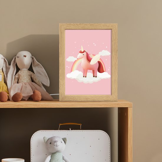 Nachtlampje 15x20 cm - Kinder lamp - Eenhoorn - Vleugels - Roze - Regenboog - Tafellamp kinderkamer - Slaapkamer lamp - Bedlamp kinderen - Kinderlampje stopcontact - Wandlamp babykamer - Nachtlampjes van Merkloos — afbeelding 3