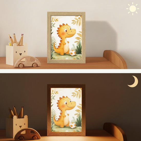 Nachtlampje 15x20 cm - Kinder lamp - Dino - Voetbal - Oranje - Tafellamp kinderkamer - Slaapkamer lamp - Bedlamp kinderen - Kinderlampje stopcontact - Wandlamp babykamer - Nachtlampjes van Merkloos — afbeelding 4
