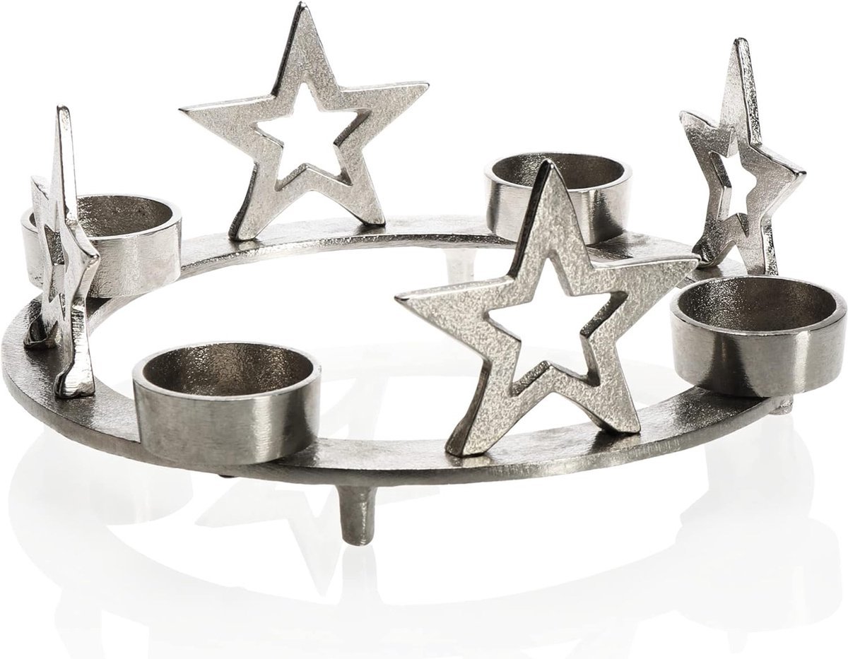 Stunq® Theelichthouder van metaal met stermotief - decoratieve kandelaar voor de wintertijd - theelichthouder Kerstmis - kerstdecoratie (ster - design 4)