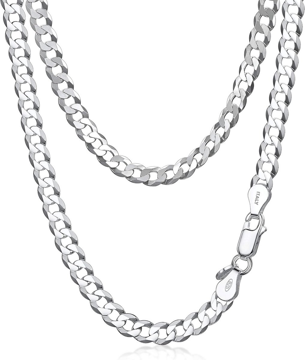 Massief 925 Sterling Zilveren Herenketting Cubaanse Schakelketting Miami Grove Stijl