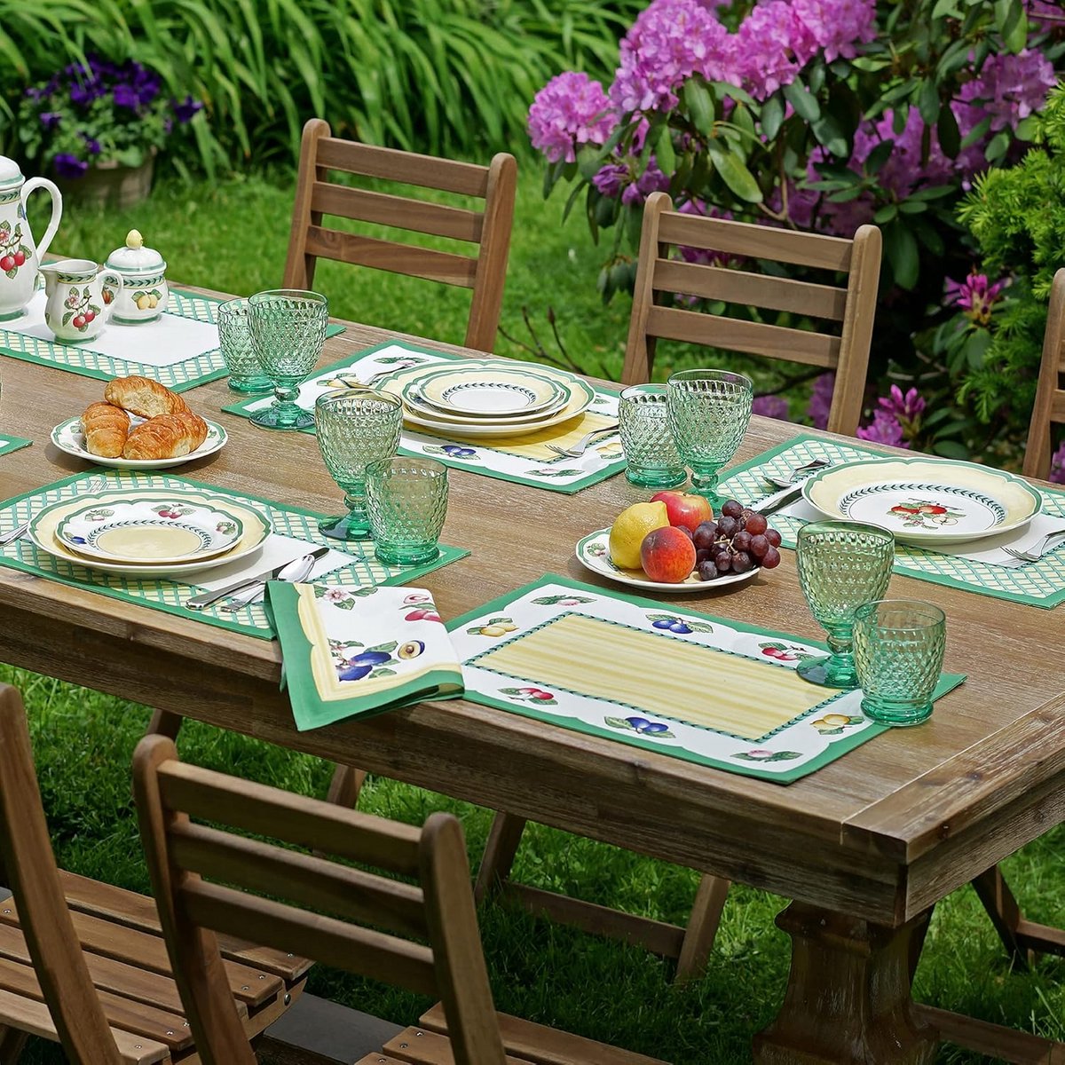 Set van 4 Omkeerbare Katoenen Placemats met Tuinprint - 35x50 cm