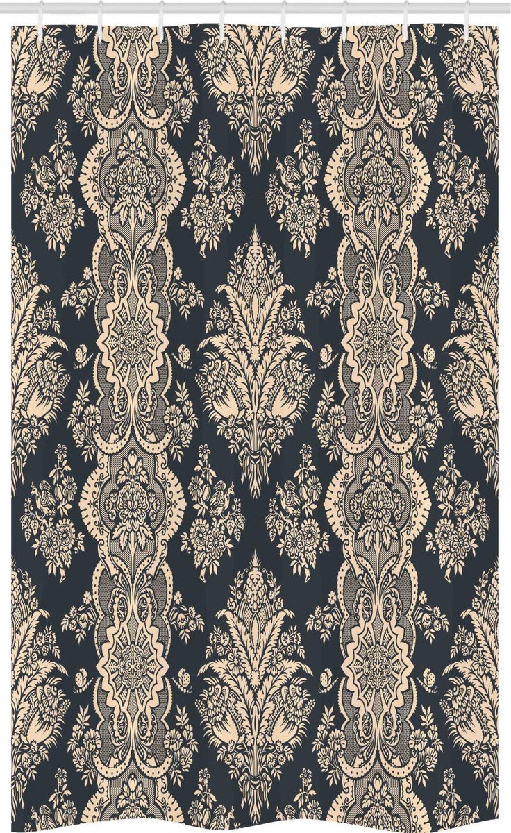 ABAKUHAUS Damast douchegordijn – 120x180 cm – Barok, koksgrijze crème