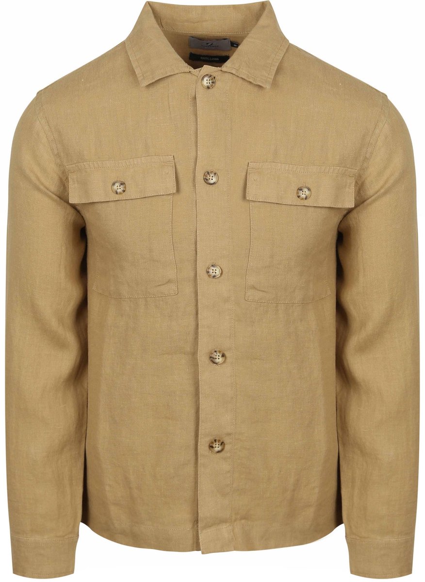 Suitable Linnen Overshirt Beige - Maat L - Heren