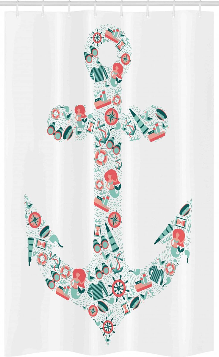 ABAKUHAUS Douchegordijn Nautisch – Zeeschuimkleur Teal – 120x180 cm