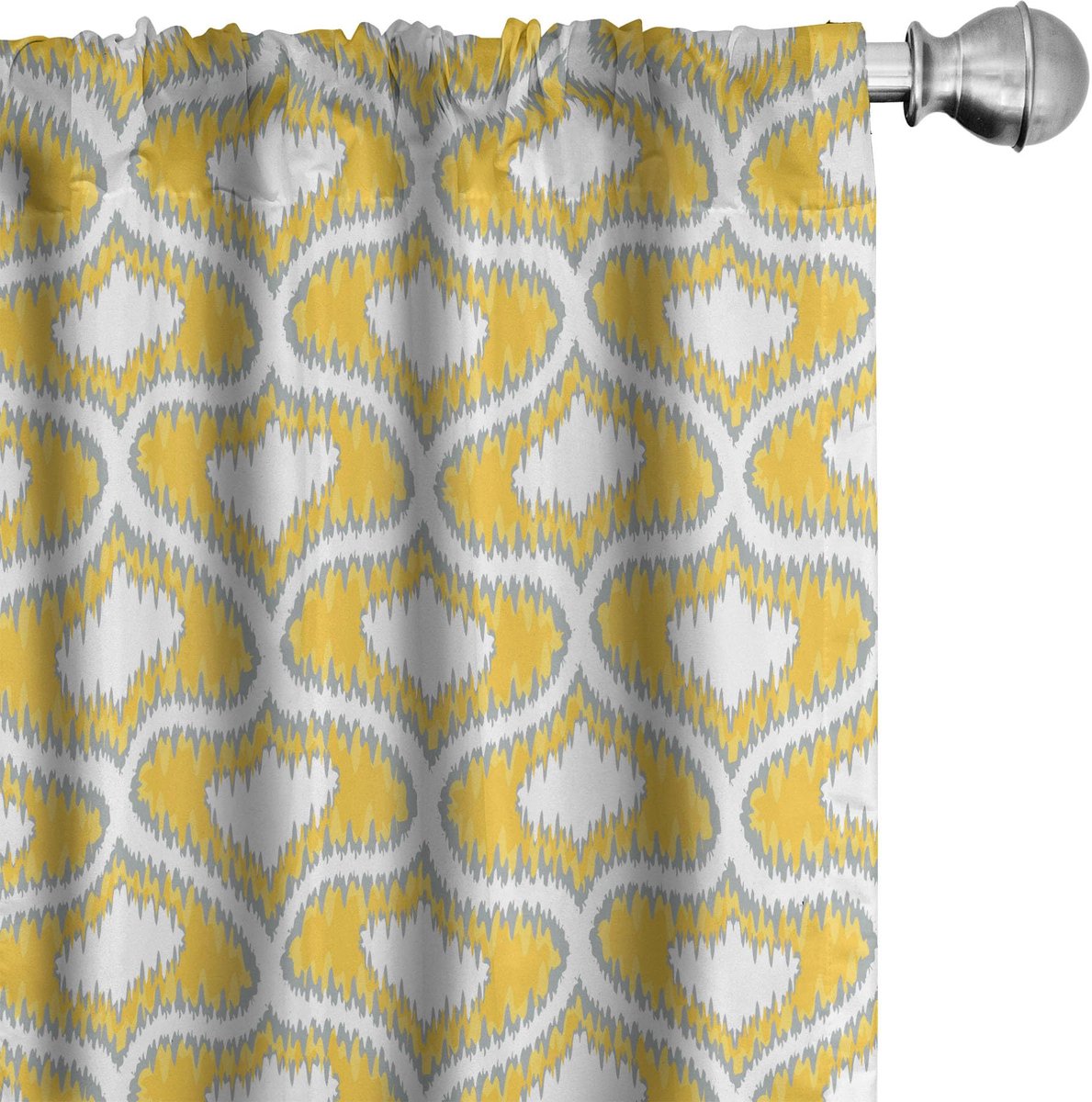 ABAKUHAUS Gordijnen – Geometrisch – 2x75x175 cm – Microvezel Geel/Grijs